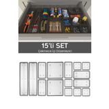 Meleni Home 15'li Dolap Çekmece İçi Düzenleyici Set - Vida Dübel Hırdavat Avadanlık Organizer Set Antrasit