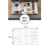 Meleni Home 16'lı Mega Modüler Set Çekmece İçi Düzenleyici - Makyaj Takı Organizer - Banyo Mutfak Düzenleyici