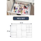 Meleni Home 16'lı Modüler Set Çekmece Içi Düzenleyici - Makyaj Takı Aksesuar Organizer - Dolap Içi Düzenleyici