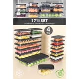 Meleni Home 17'li Buzdolabı Organizer Set - Difrize Uygun Düzenleyici Buzluk Saklama Kabı Antrasit
