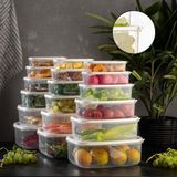 Meleni Home 18'li Sweet Box Saklama Kabı Seti Dikdörtgen Erzak Kabı Kavanoz Bej 3X(300-500-850-1350-2000-3150ML)
