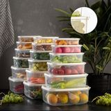 Meleni Home 18'li Sweet Box Saklama Kabı Seti Dikdörtgen Erzak Kabı Kavanoz Bej 3X(300-500-850-1350-2000-3150ML)
