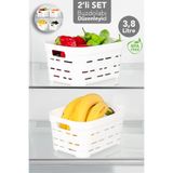 Meleni Home 2 Adet 3,8 Lt Delikli Buzdolabı Düzenleyici - Mutfak Banyo Çok Amaçlı Dolap Içi Organizer Beyaz