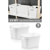 Meleni Home 2 Adet Dekoratif Piramit Saklama Kutusu - Dolap Içi Düzenleyici Çok Amaçlı Organizer 5 Litre Beyaz