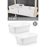 Meleni Home 2 Adet Dekoratif Piramit Saklama Kutusu - Dolap İçi Düzenleyici Çok Amaçlı Organizer 8,2 Litre Beyaz