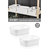 Meleni Home 2 Adet Dekoratif Piramit Saklama Kutusu - Dolap Içi Düzenleyici Organizer Kutu 2,8 Litre Beyaz