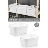 Meleni Home 2 Adet Dekoratif Piramit Saklama Kutusu - Dolap Içi Düzenleyici Organizer Kutu 3,8 Litre Beyaz