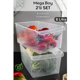 Meleni Home 2 Adet Dolap Içi Buzdolabı Düzenleyici - Buzdolabı Meyve Sebze Saklama Kabı Organizer Sepet 8 Litre
