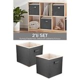 Meleni Home 2 Adet Dolap Içi Düzenleyici - Çamaşır Oyuncak Saklama Kutusu Sepet Organizer 30x30x30 Cm Gri