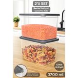 Meleni Home 2 Adet Etiketli Derin Erzak Saklama Kabı - Bakliyat Şeker Un Kabı Gıda Erzak Kutusu 3700 ml Şeffaf