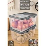 Meleni Home 2 Adet Patates Soğan Kutusu - Kayar Kapaklı Sebzelik Patates Soğanlık Saklama Kabı Gri 10 Lt