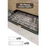 Meleni Home 20'li Modüler Set Kaşıklık Çekmece Içi Düzenleyici Çatal Kaşık Bıçak Düzenleme Organizeri Şeffaf