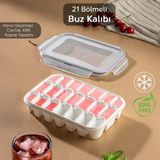 Meleni Home 21 Bölmeli Hava Geçirmez Kapaklı Buz Kalıbı - Sızdırmaz Plastik Malzeme ile Pratik Kullanım