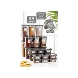 Meleni Home 24 Parça Etiketli Kare Erzak Saklama Kabı - Bakliyat Kabı 6X(300-500-1100-1700 Ml)