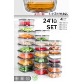Meleni Home 24'lü Kare Sızdırmaz Saklama Kabı Seti - Düzenleyici Erzak Kabı 6x(275-500-850-1350)ml Antrasit