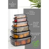 Meleni Home 24'lü Sweet Box Saklama Kabı Seti - Dikdörtgen Erzak Kabı Kavanoz 4X(300-500-850-1350-2000-3150 Ml)