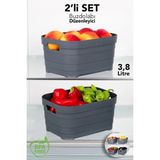 Meleni Home 2'li 3800 ml Buzdolabı Düzenleyici - Mutfak Banyo Dekoratif Dolap Içi Çok Amaçlı Organizer Antrasit - 3,8 lt