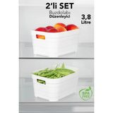 Meleni Home 2'li 3800 ml Buzdolabı Düzenleyici - Mutfak Banyo Dekoratif Dolap Içi Çok Amaçlı Organizer Beyaz - 3,8 lt