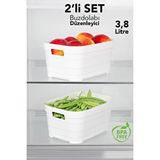 Meleni Home 2'li 3800 ml Buzdolabı Düzenleyici - Mutfak Banyo Dekoratif Dolap İçi Çok Amaçlı Organizer Beyaz