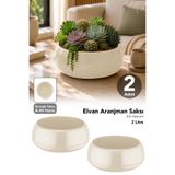 Meleni Home 2'li Aranjman Modern Saksı - Bahçe Salon Dekoratif Drenajlı Çiçek Kaktüs Saksısı 2Lt Beyaz