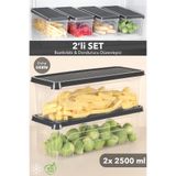 Meleni Home 2'li Buzdolabı Düzenleyici Saklama Kabı - Derin Mikrodalga Difrize Uygun Buzluk Kabı 2x2500ml