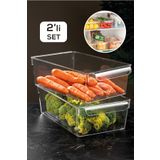 Meleni Home 2'Li Buzdolabı Düzenleyici - Şeffaf Buzdolabı Içi Düzenleyici Organizer 10 X 32,5 X 20 Cm