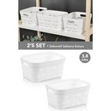 Meleni Home 2'li Delikli Dekoratif Piramit Saklama Kutusu - Dolap Içi Düzenleyici Organizer Kutu 3,8 Lt Beyaz