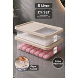 Meleni Home 2'li Deterjan Saklama Kutusu - Sürgülü Kapak Banyo Organizer Toz Tablet Deterjan Kabı 5Lt Bej