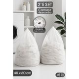 Meleni Home 2'li İpli Çamaşır Yıkama Filesi Seti - Koruyucu Çamaşır Yıkama Torbası 40x60 cm Beyaz