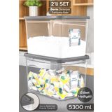 Meleni Home 2'li Mega Boy Deterjan Saklama Kutusu - Etiketli Banyo Tablet Toz Deterjan Kutusu 5,3 Litre Şeffaf