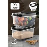 Meleni Home 2'li Set 7,5 Lt Bakliyat Saklama Kabı - Kayar Kapaklı Erzak Saklama Kabı Antrasit