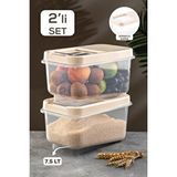 Meleni Home 2'li Set 7,5 Lt Bakliyat Saklama Kabı - Kayar Kapaklı Erzak Saklama Kabı Krem