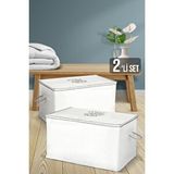 Meleni Home 2'li Set Mega Boy Yorgan Hurcu - Sandık Tipi Yastık Yorgan Saklama Hurcu 75 X 45 X 45 Cm Gri