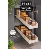 Meleni Home 2'li Sürgülü Dolap İçi Düzenleyici - Çok Amaçlı Organizer Raf Raylı Banyo Kiler Mutfak Sürgülü Çekmece