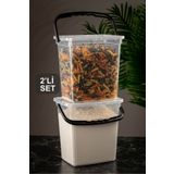 Meleni Home 2'li Un Ve Bakliyat Kabı 6 Litre Erzak Saklama Kabı Şeffaf