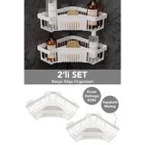 Meleni Home 2'li Yapışkanlı Banyo Organizer - Şampuanlık Sabunluk Düzenleyici Duş Rafı Organizer Köşelik Beyaz