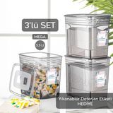 Meleni Home 3 Adet 5,5 Litre Jumbo Saklama Kutusu - Lena Banyo Düzenleyici Etiketli Tablet Deterjan Saklama Kabı - Antrasit