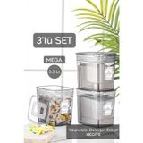 Meleni Home 3 Adet 5,5 Litre Jumbo Saklama Kutusu - Lena Banyo Düzenleyici Etiketli Tablet Deterjan Saklama Kabı