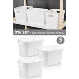 Meleni Home 3 Adet Dekoratif Piramit Saklama Kutusu - Dolap İçi Düzenleyici Çok Amaçlı Organizer 5 Litre Beyaz