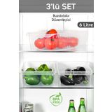 Meleni Home 3 Adet Dolap Içi Buzdolabı Düzenleyici - Meyve Sebze Saklama Kabı Buzdolabı Organizer Sepet 6 Litre