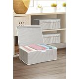Meleni Home 3 Adet Kapaklı Çok Amaçlı Hurç Saklama Kutusu Organizer Baza 50 x 40 x 19 cm Gri