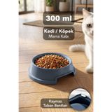 Meleni Home 300ML Kedi Köpek Mama Kabı - Kaymaz Taban Evcil Hayvan Mama Kasesi Su Kabı Lacivert