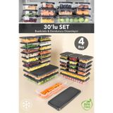 Meleni Home 30'lu Buzdolabı Organizer Set - Difrize Uygun Düzenleyici Buzluk Saklama Kabı Antrasit