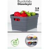 Meleni Home 3800 ml Buzdolabı Düzenleyici - Mutfak Banyo Dekoratif Dolap Içi Çok Amaçlı Organizer Antrasit - 3,8 lt