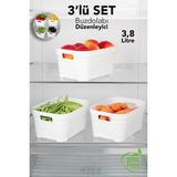 Meleni Home 3'lü 3800 ml Buzdolabı Düzenleyici - Mutfak Banyo Dekoratif Dolap Içi Çok Amaçlı Organizer Beyaz - 3,8 lt