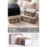 Meleni Home 3'lü Bavul İçi Düzenleyici Set - Çok Amaçlı Dolap İçi Organizer Tatil Çantası Seyahat Hurcu Bej