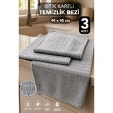 Meleni Home 3'lü Bitik Kareli Temizlik Bezi - Yüksek Su Emici Kir Toz İz Bırakmayan Temizlik Cam Mutfak Bezi 40x40cm