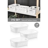 Meleni Home 3'lü Delikli Dekoratif Piramit Saklama Kutusu - Dolap Düzenleyici Çok Amaçlı Organizer 2,8 Lt Beyaz