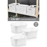 Meleni Home 3'lü Delikli Dekoratif Piramit Saklama Kutusu - Dolap Içi Düzenleyici Organizer Kutu 3,8 Lt Beyaz