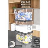 Meleni Home 3'lü Etiketli Deterjan Saklama Kutusu - Şeffaf Derin Banyo Tablet Toz Deterjan Kutusu 3,7 Litre